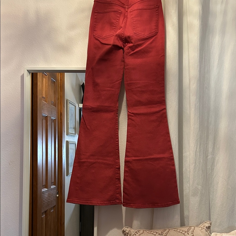 Women's Flared Raspberry Red Jeans - Picture 4 of 4